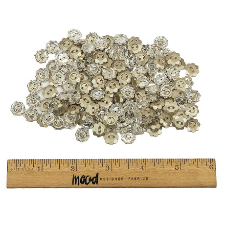 Vintage Crystal Foil Backed 12mm 2 Hole Flower Button