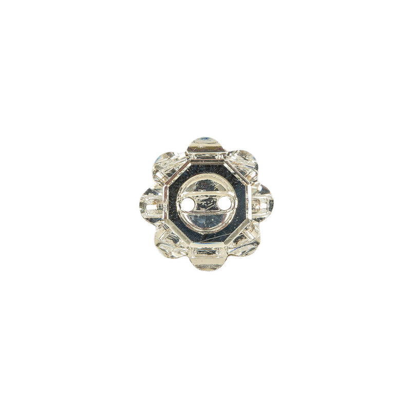 Vintage Crystal Foil Backed 12mm 2 Hole Flower Button