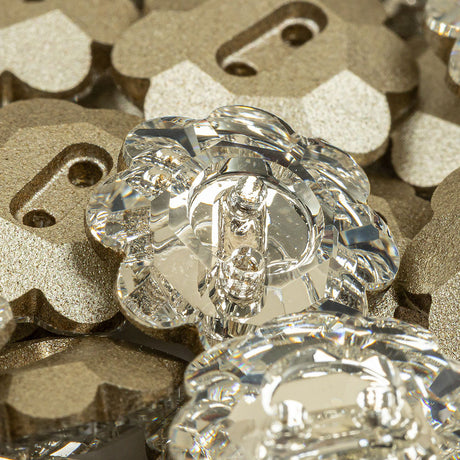 Vintage Crystal Foil Backed 14mm 2 Hole Flower Button