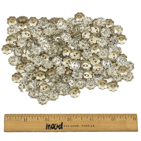 Vintage Crystal Foil Backed 14mm 2 Hole Flower Button