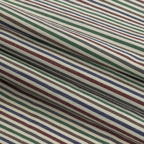 Burnt Russet, Duck Green and Crown Blue Striped Stretch Cotton Woven