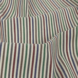 Burnt Russet, Duck Green and Crown Blue Striped Stretch Cotton Woven