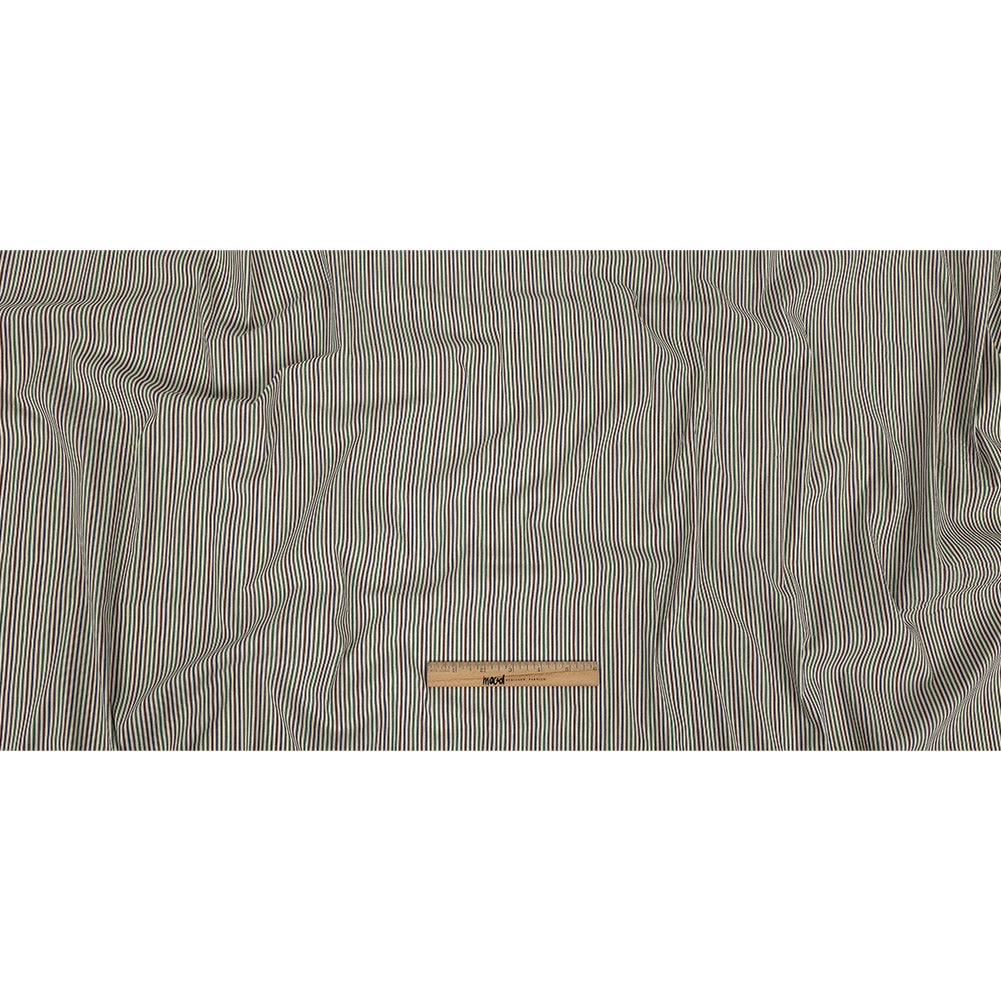 Burnt Russet, Duck Green and Crown Blue Striped Stretch Cotton Woven