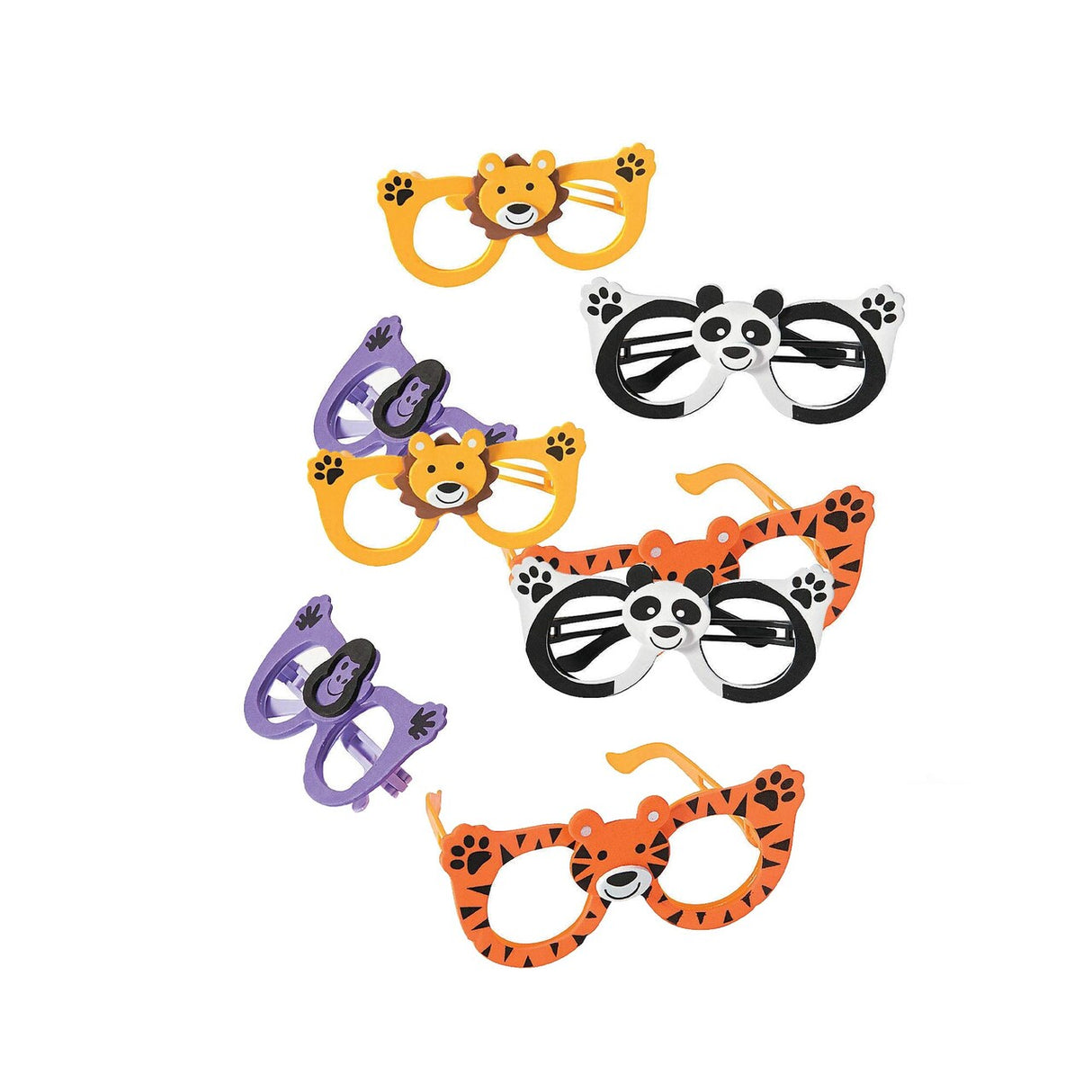 5" x 2 1/2" Kids Zoo Animal Character Foam Glasses - 12 Pc.