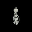 Vintage White Glass Beaded Tassel Ornament - 2.25" x 0.5625"