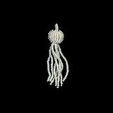 Vintage White Glass Beaded Tassel Ornament - 2.25" x 0.5625"