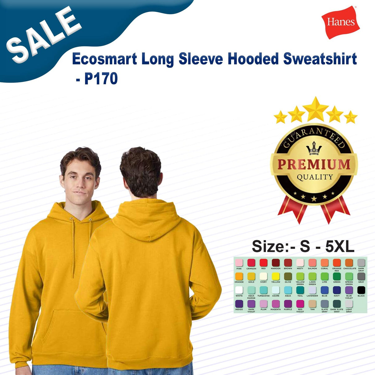Hanes® Ecosmart Long Sleeve Hooded Sweatshirt