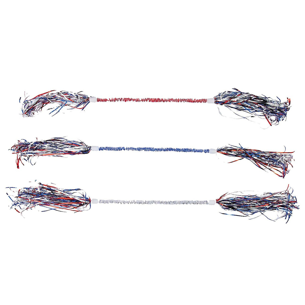 18" Patriotic Red, White & Blue Tinsel Plastic Batons 6 Pc.