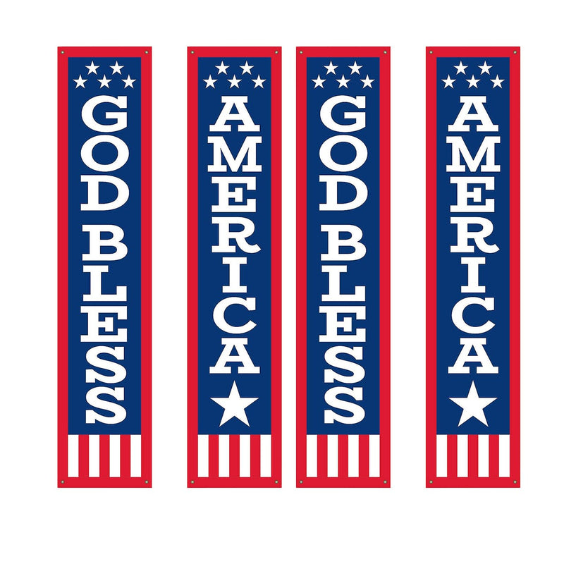 15" x 5 Ft. 9 1/2" Patriotic God Bless America Pillar Buntings 2 Pieces