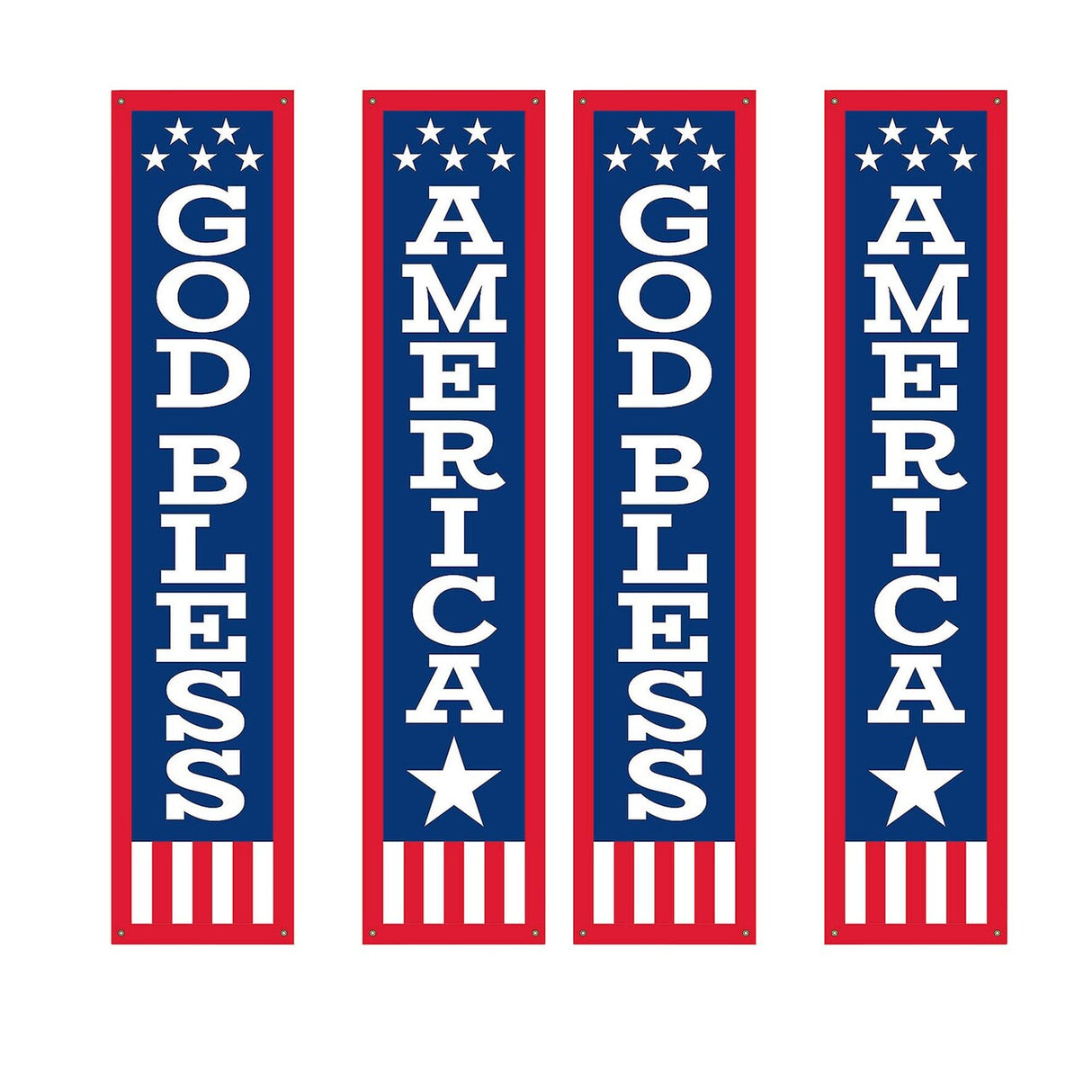 15" x 5 Ft. 9 1/2" Patriotic God Bless America Pillar Buntings 2 Pieces