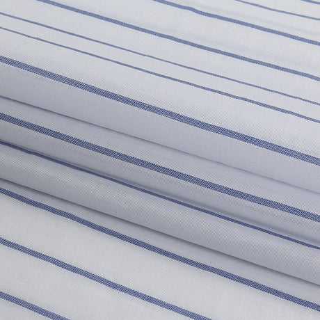 White and Delft Pencil Stripes Cotton Shirting