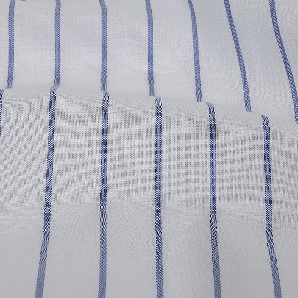 White and Delft Pencil Stripes Cotton Shirting