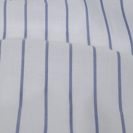 White and Delft Pencil Stripes Cotton Shirting