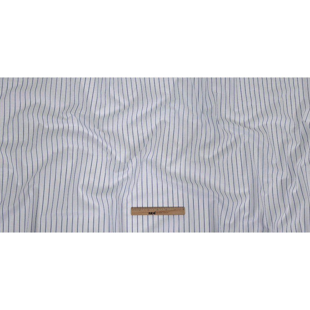 White and Delft Pencil Stripes Cotton Shirting