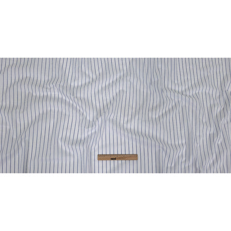 White and Delft Pencil Stripes Cotton Shirting