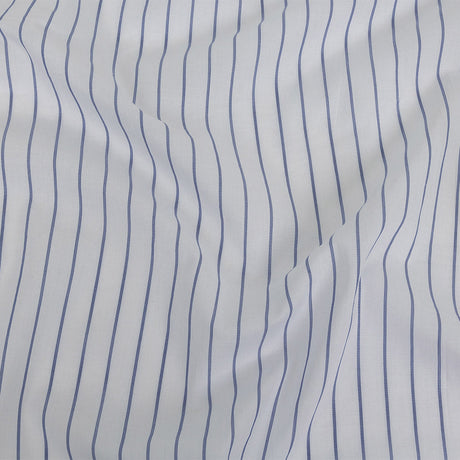 White and Delft Pencil Stripes Cotton Shirting