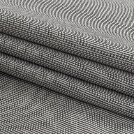 Gray and Tofu Hairline Stripe Stretch Cotton Shirting