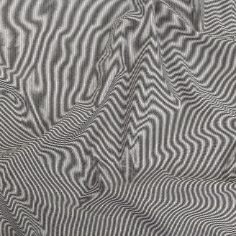 Gray and Tofu Hairline Stripe Stretch Cotton Shirting