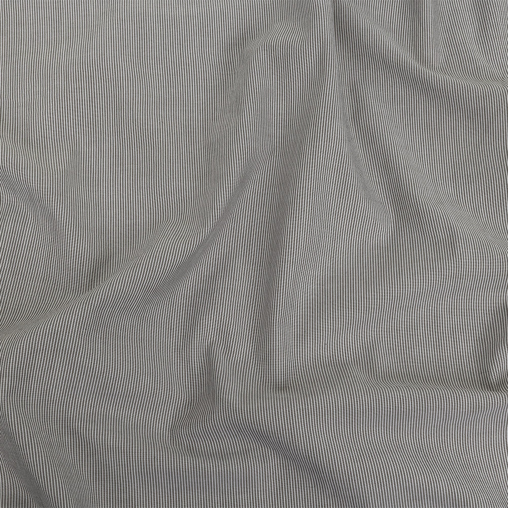 Gray and Tofu Hairline Stripe Stretch Cotton Shirting