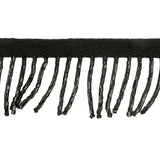 Vintage Black Chop Beaded Chainette Fringe - 1"