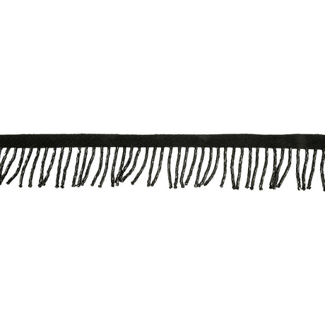 Vintage Black Chop Beaded Chainette Fringe - 1"