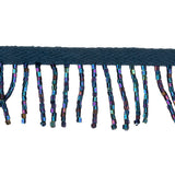 Vintage Blue Iris and Navy Chop Beaded Chainette Fringe - 1"