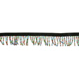 Vintage Multicolored and Black Seed Beaded Chainette Fringe - 1"