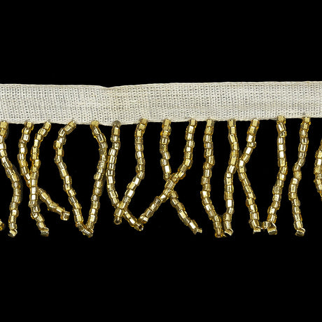 Vintage Gold and White Chop Beaded Chainette Fringe - 1"