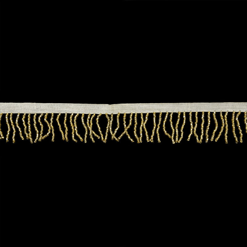 Vintage Gold and White Chop Beaded Chainette Fringe - 1"