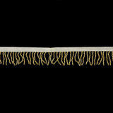 Vintage Gold and White Chop Beaded Chainette Fringe - 1"