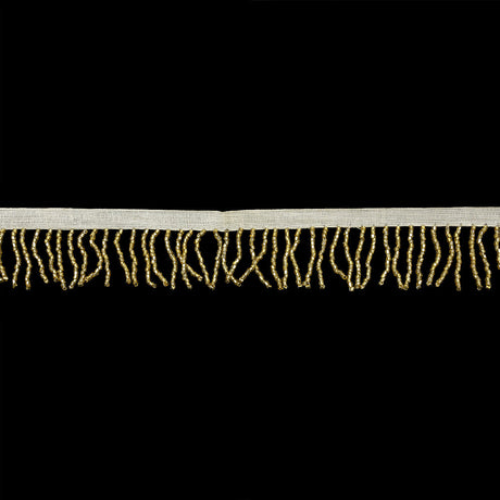 Vintage Gold and White Chop Beaded Chainette Fringe - 1"