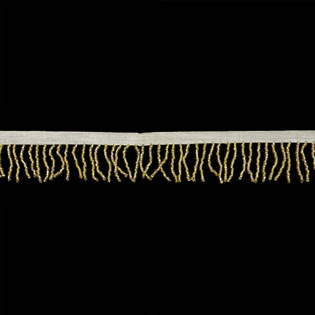 Vintage Gold and White Chop Beaded Chainette Fringe - 1"
