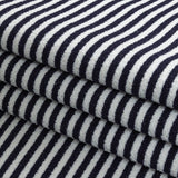 Parisian Night and White Candy Striped Stretch Cotton and Polyester Liverpool Knit
