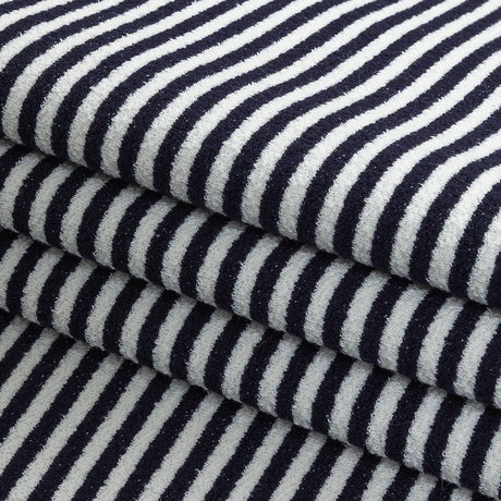 Parisian Night and White Candy Striped Stretch Cotton and Polyester Liverpool Knit