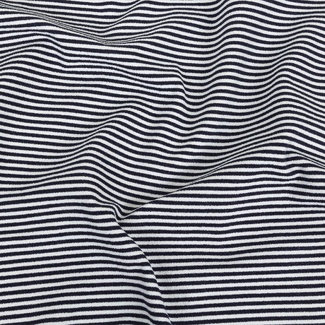 Parisian Night and White Candy Striped Stretch Cotton and Polyester Liverpool Knit
