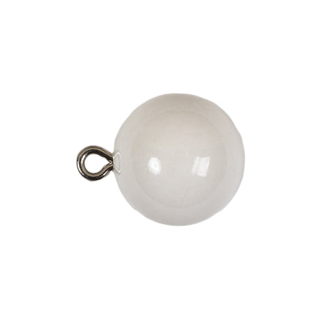 Vintage White Glass Shank Back Ball Button - 25L/16mm