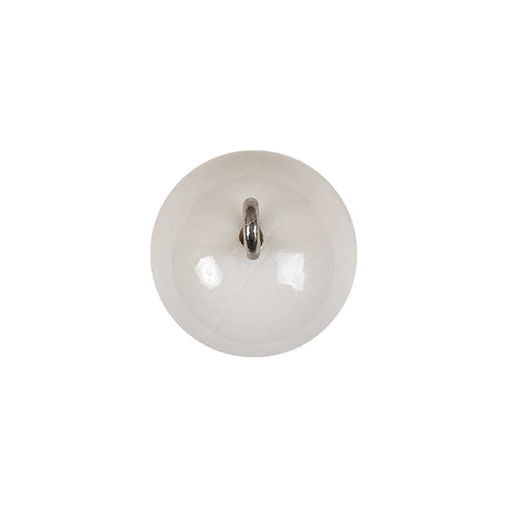 Vintage White Glass Shank Back Ball Button - 25L/16mm