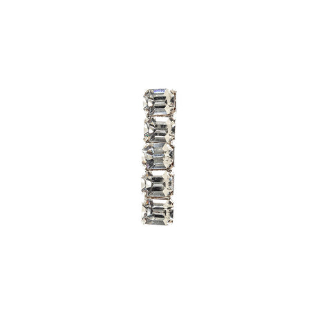 Vintage Clear Rectangular Rhinestones in Silver Setting Ornament - 0.375" x 1.625"