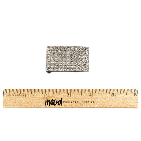 Vintage Crystal Rhinestone and Silver Rectangular Buckle - 1.125" x 2"