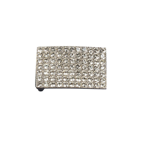 Vintage Crystal Rhinestone and Silver Rectangular Buckle - 1.125" x 2"