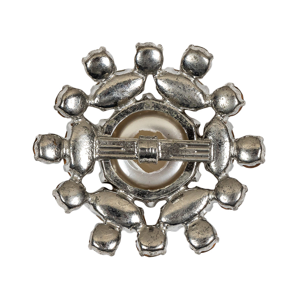 Vintage Crystal Rhinestones and Pearl Finished Open Framework Button - 55L/35mm