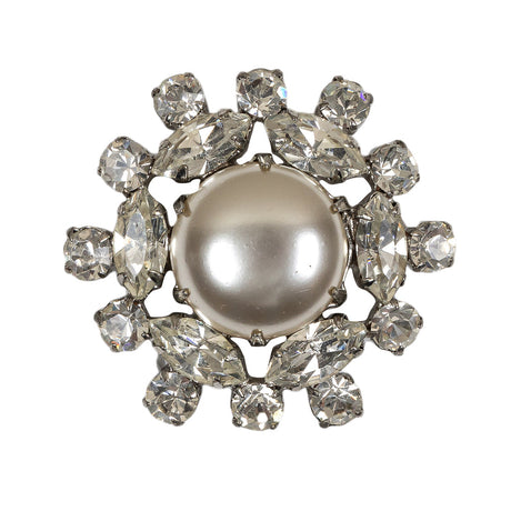Vintage Crystal Rhinestones and Pearl Finished Open Framework Button - 55L/35mm