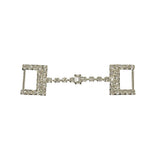 Vintage Czech Crystal Rhinestones and Silver Metal Dress Trim Ornament - 0.75" x 2.75"