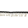 Vintage White Pearl Round and Seed Beaded Fringe on Black Braid - 1.5"