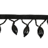 Vintage Black Faceted Lozenge and Seed Beaded Fringe - 1.25"