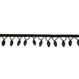 Vintage Black Faceted Lozenge and Seed Beaded Fringe - 1.25"