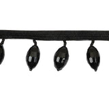 Vintage Black Oval Short Beaded Fringe - 1"
