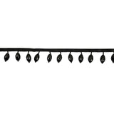 Vintage Black Oval Short Beaded Fringe - 1"