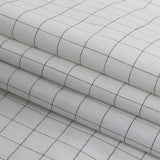 Italian White and Meteorite Gridded Checks Stretch Cotton Shirting