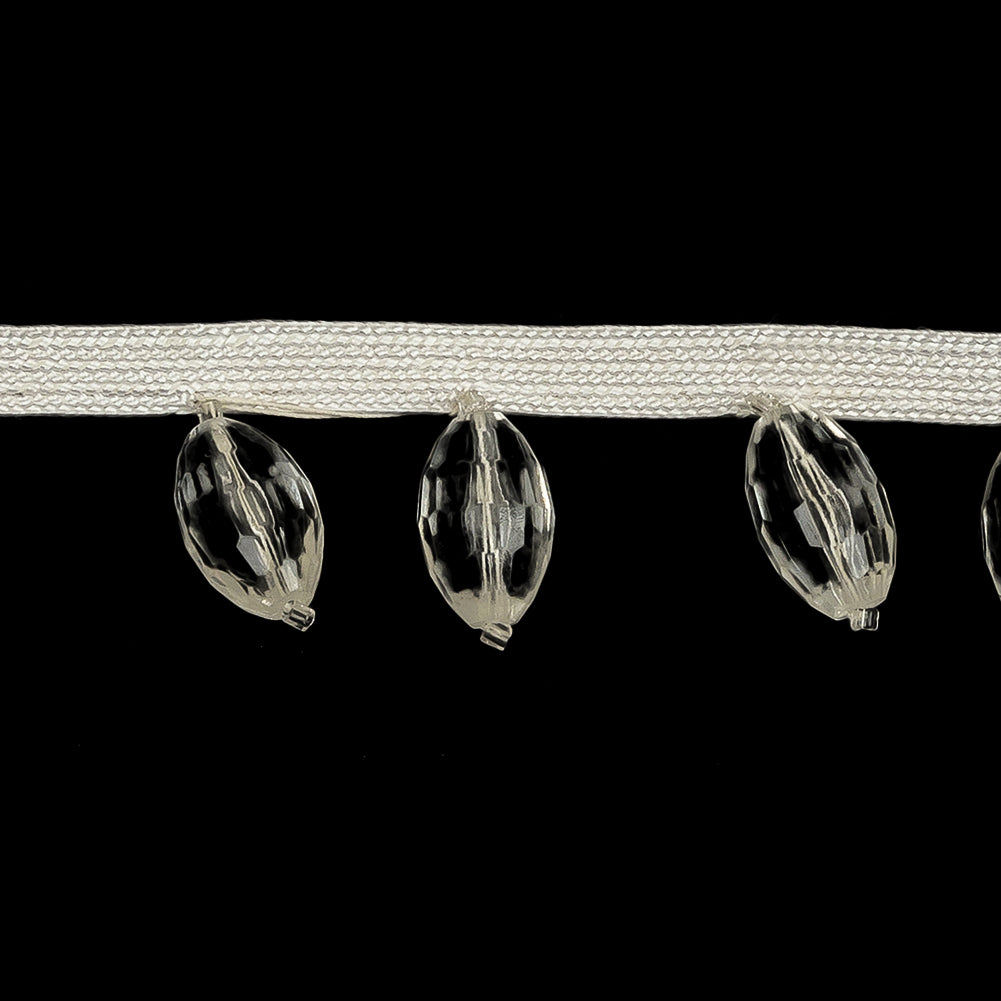 Vintage Crystal Oval Short Beaded Fringe - 1"